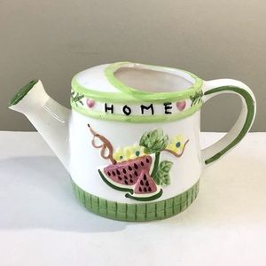 Vintage Watering Can Ceramic Pottery Summer Decor Watermelon by K's Collection